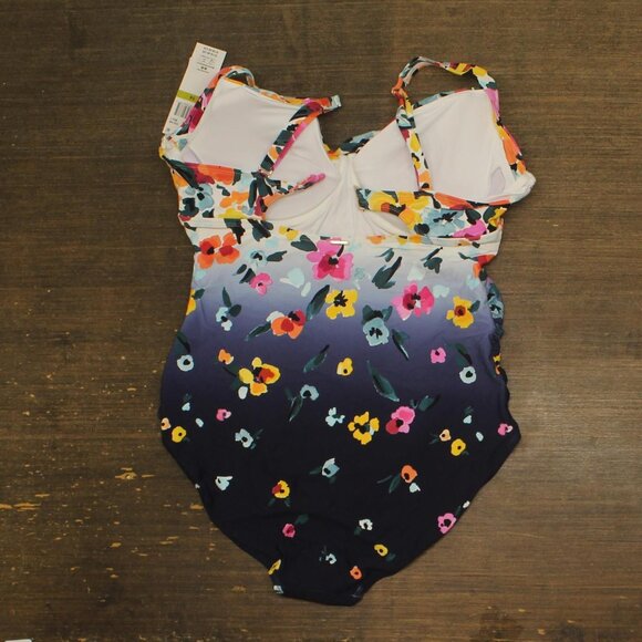 Anne Cole Floral Gradient Surplice One-Piece Swimsuit Gradient Floral Blue 14 - Picture 2 of 8